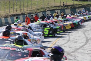 30 ACT Late Model Stock Cars lineup for the season-opening Merchants Bank 150 at Barre's Thunder Road.  The Mekkelsen RV Memorial Day Classic on Sunday, May 26 will serve as the first Vermont State Championship Series race, and the kickoff to the King of the Road title chase.  (Photo Credit: Leif Tillotson)